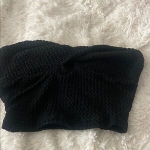 Black Textured Tube Top with knot in front
